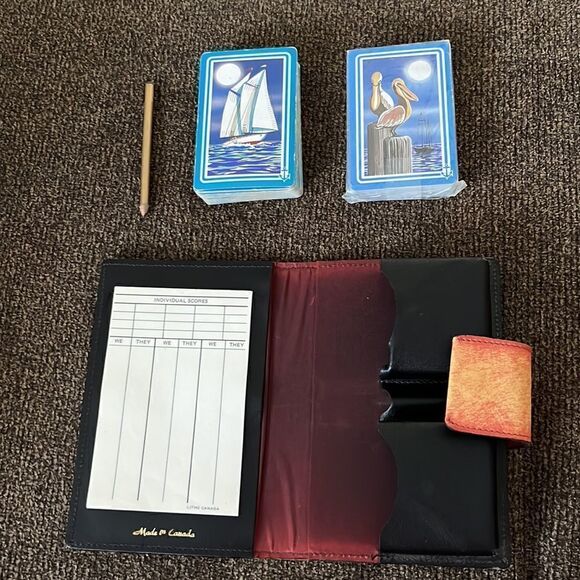 Playing Card Case - Fits Two Decks w/ Space for Pen & Notepad w/ Snap closure - Picture 8 of 12